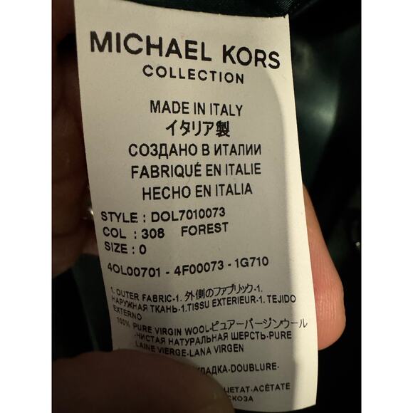 MICHAEL KORS Collection Chesterfield Wool Coat In Green sz. 0 - Picture 7 of 8